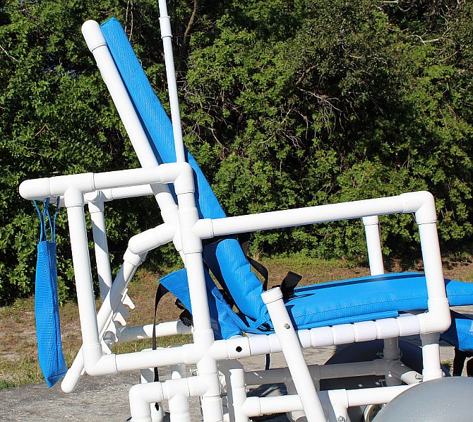Healthline Wheeleez Reclining Beach Wheelchair w/Front Balloon Wheels and Swivel Back Casters