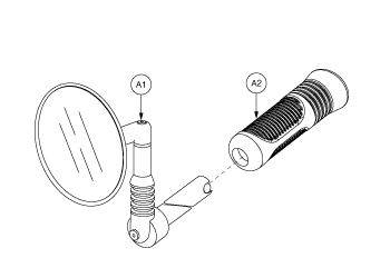 Pride Mobility Rear View Mirror Assembly for Straight (T) Tiller Scooters