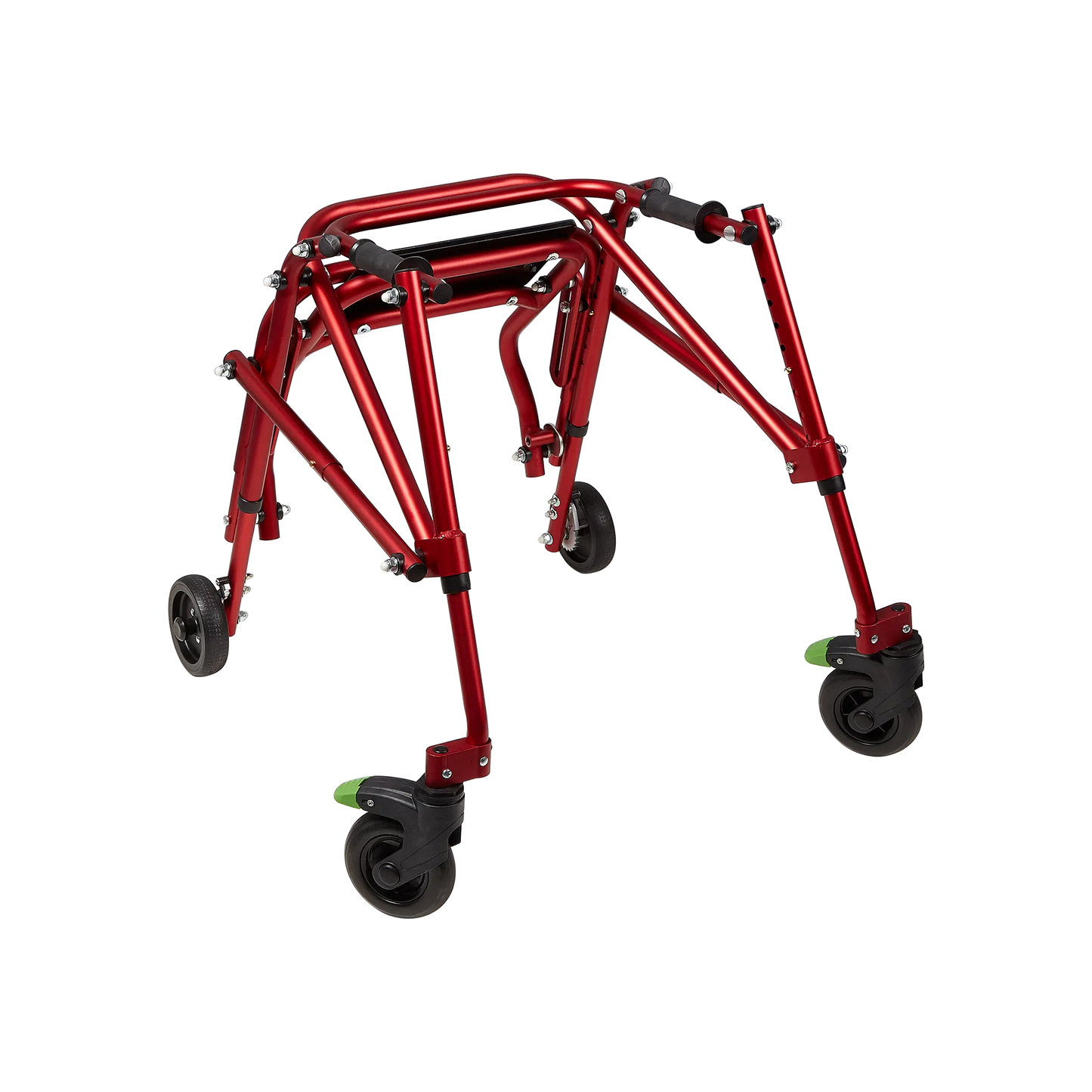 Andador de marcha Circle Specialty Klip 4W con asiento abatible, color rojo, talla pequeña (CS-KP520R)