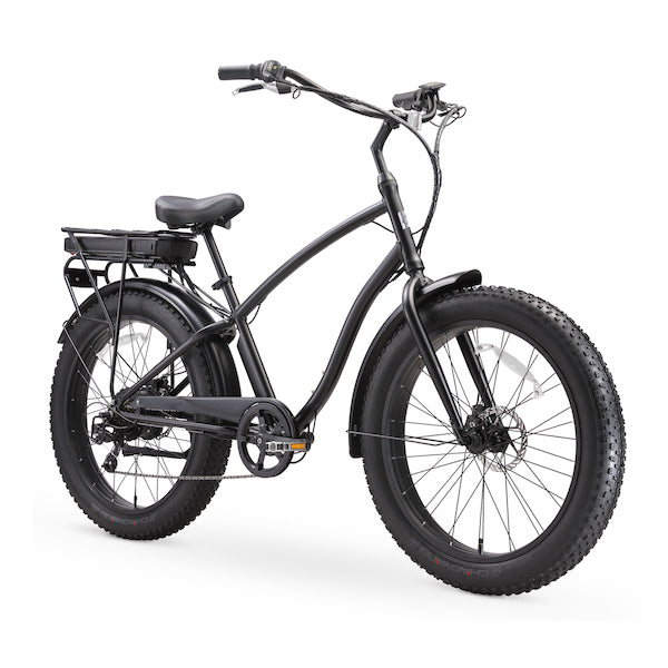 sixthreezero EVRYjourney Men's 7-Speed 500W Fat Tire Electric Bicycle, Matte Black