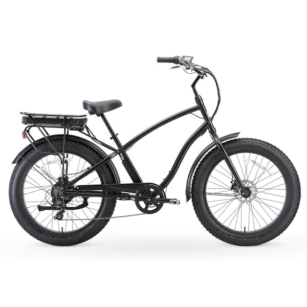 sixthreezero EVRYjourney Men's 7-Speed 500W Fat Tire Electric Bicycle, Matte Black