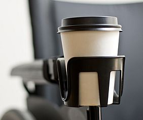 Nearly Universal OH Cup Holder for Mobility Scooters and Powerchairs