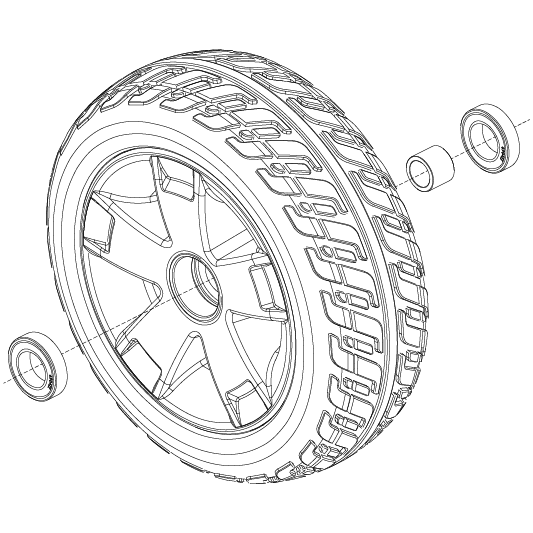 Pride - WHEEL ASSY FRONT BLACK TIRE/SILVER RIM PU FOAM 4 WHEEL