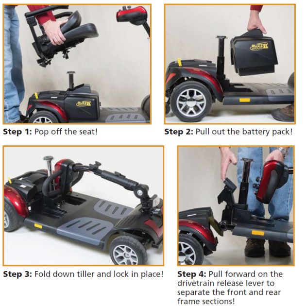 Golden GB124A-STD Buzzaround XL 4 Wheel Full Suspension Travel Mobility Scooter