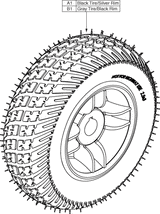 WHEEL,ASSY,FLAT-FREE,SILVER RIM/BLACK TIRE,2.5 X 8",REAR,COMPLETE-WHLASMB1838