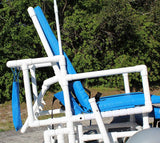 Fauteuil roulant de plage inclinable Healthline Wheeleez avec roues ballon avant et roulettes arrière pivotantes