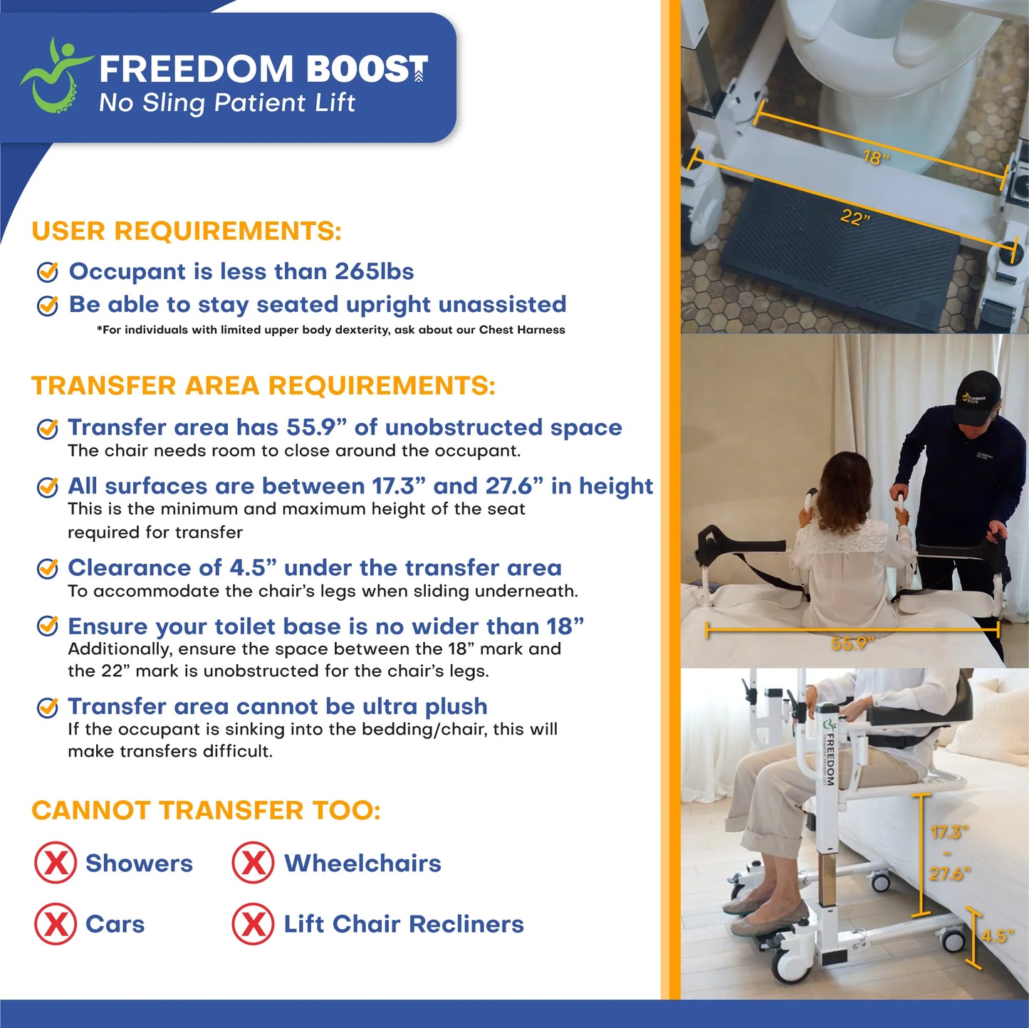 Freedom Boost Patient Transfer Lift - Manual Version