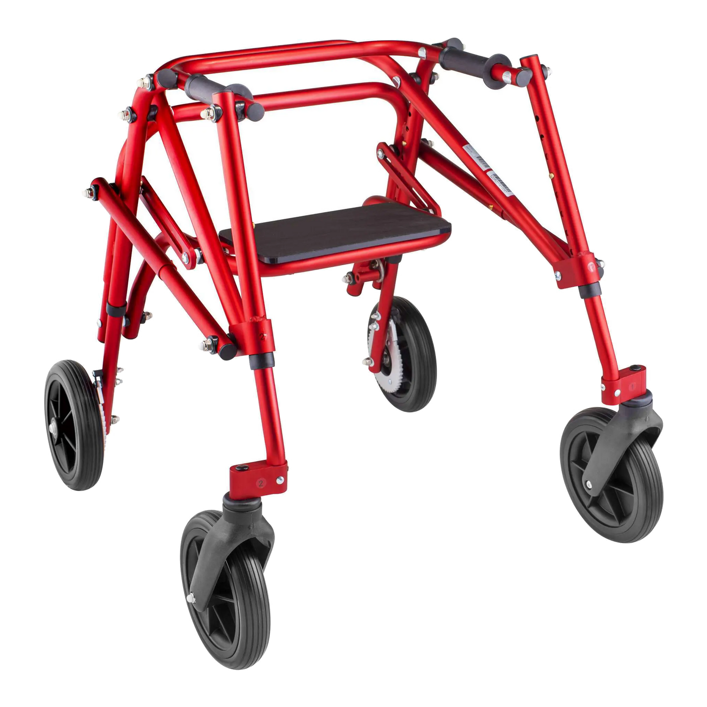 Andador de marcha Circle Specialty Klip 4W con asiento abatible y ruedas de 8", rojo, talla extra pequeña (CS-KP518)