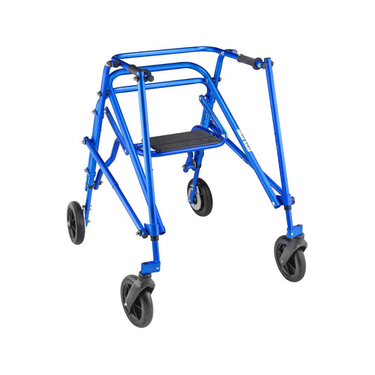 Andador Circle Specialty Klip 4W con asiento abatible, ruedas de 8", azul, grande, 16" (CS-KP538)