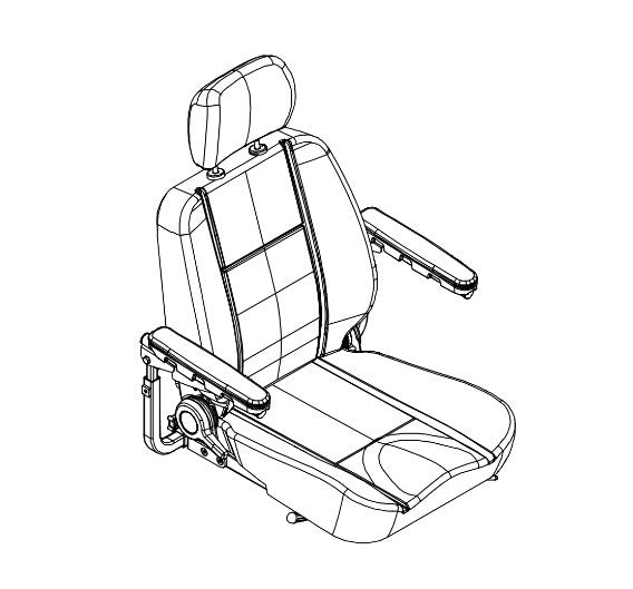Pride - SEAT ASSY HI-BACK BLACK VINYL 22X18 W/HEADREST SEAT FRAME & ARMS