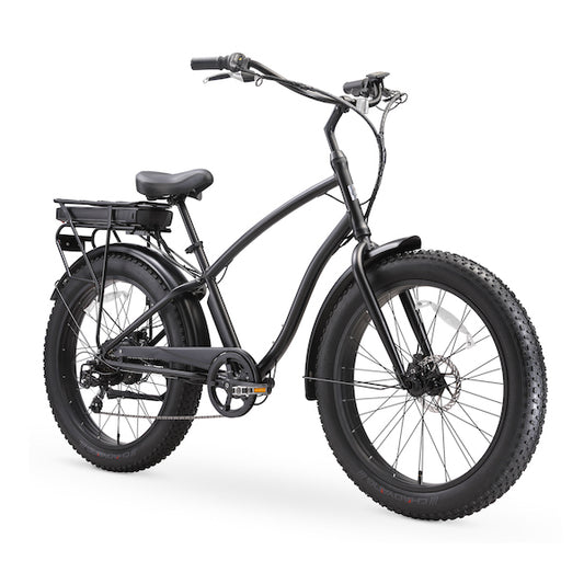 sixthreezero EVRYjourney Men's 7-Speed 500W Fat Tire Electric Bicycle, Matte Black