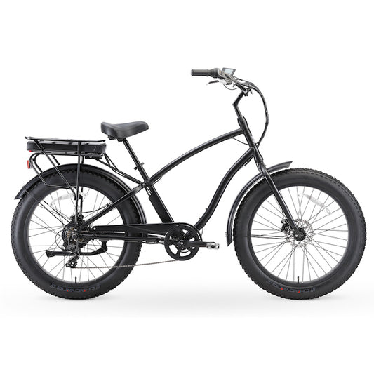 sixthreezero EVRYjourney Men's 7-Speed 500W Fat Tire Electric Bicycle, Matte Black