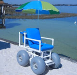 Fauteuil roulant de plage Healthline Wheeleez-4 avec quatre roues ballon