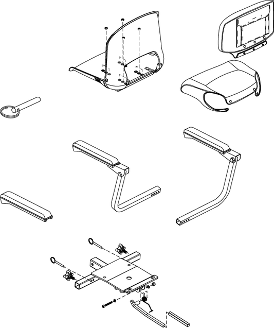 Pride - SEAT ASSY MOLDED PLASTIC BLACK VINYL 18"W 17"D W/SEAT FRAME LIMITED SLIDERS