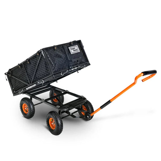 Carretilla de jardín SuperHandy con plataforma remolcable - Sistema de vaciado rápido - Neumáticos de 10" (SH-GUO109)