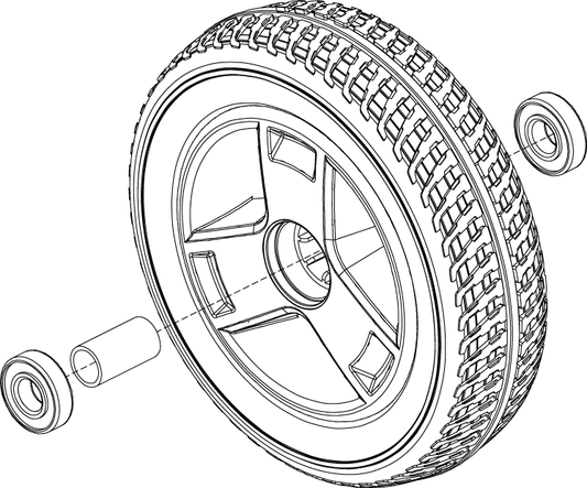 Pride Go Go Sport - WHEEL ASSY HARDWARE FRONT BLACK NON-MARKING W/SILVER RIM